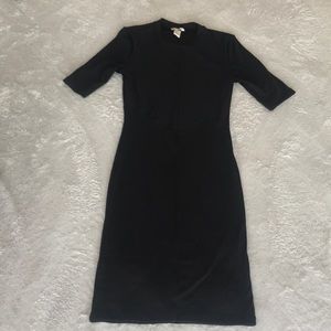 Ribbed mock turtleneck black minidress